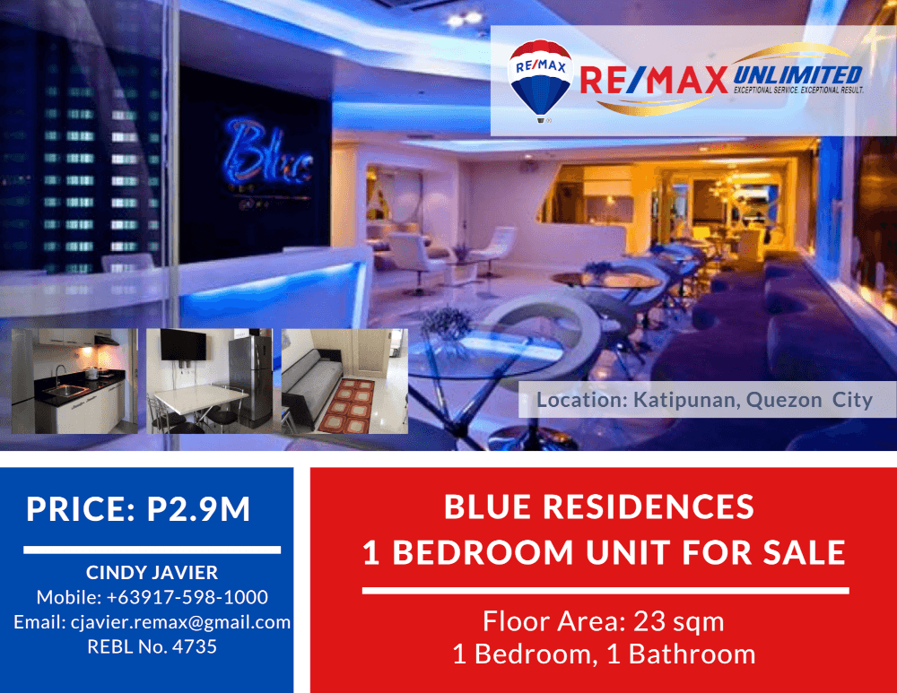PD0443 Blue Residences , 1 Bedroom Unit For Sale Remax Unlimited